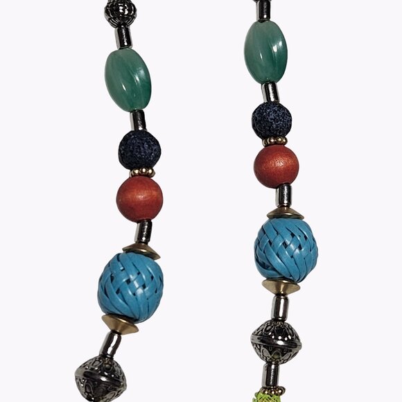 Artisan Boho Multi Gemstone Bead Pendant Statement Necklace Fashion Jewelry - Picture 3 of 11